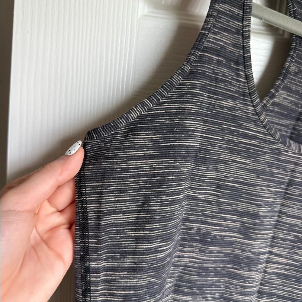 LULULEMON Cool Racerback Tank Top Gray Wee Are From Space W1F26S Striped Sz 8